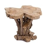 CREEDWOOD BEISTELLTISCH Selva | 40 cm, Teakholz | Äste Couchtisch, Baumscheibe Wohnzimmertisch, Baumkante Pflanzenhocker, Baumstamm Hocker, Wurzeltisch