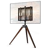 FITUEYES DESIGN TV Ständer im Staffelei Design, TV Stand für 32 40 43 50 55 60 65 Zoll Fernseher bis 35kg, Modern TV Standfuss Höhenverstellbar Schwenkbar mit Verdeckter Stauraum