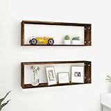 Yagosodee 2er Set Würfelregale, Wandregale Regalwürfel Dekorative Kleine Regale für Wohnzimmer, Bad, Schlafzimmer, Küche, Büro Räuchereiche 80x15x26,5 cm Holzwerkstoff