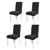 Ruankenshop Stuhlhussen günstig Stretch stuhlhussen kaufen Stuhl Protektoren abdeckungen Esszimmer Stuhl abdeckungen Dinning stühle Covers Stuhl Abdeckung Set of 4,Black