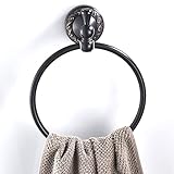 Schwarzer Bronze gebürsteter Handtuchring, Retro-Handtuchhalter, Badezimmer-Anhänger, schwarzer runder Handtuchhalter