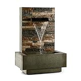 Blumfeldt Watergate - Gartenbrunnen , Springbrunnen , Zierbrunnen , Wasserspiel , Indoor und Outdoor , 1000 L/h Umlaufleistung , 15 Watt Pumpe , 10 m Kabel , verzinktes Metall , IPX8 Schutzart , grau