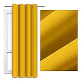 VIPRO GROUP Gardinen 140x250 cm - Vorhänge mit Ösen - Vorhang für Gardinenstange - Gardinen Wohnzimmer - Designervorhang - Halbschatten Vorhang (Gelb)