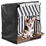 Hundestrandkorb Schutzhülle, Hundestrandkorb Abdeckhaube, Schutzhülle für strandkorb hund/hunde strandkorb Wasserdicht mit Doppeltem Reißverschluss, 420D Oxford Gewebe -Schwarz (85*75*100cm)