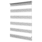 Brillant Duo Rollos für Fenster ohne Bohren 110 x 150 cm Weiß-Silber Gardine Klemmfix Fenster Rollos für innen Doppelrollo Klemmfix ohne Bohren Klemmrollo Zebra Rollo Verdunkelung Jalousie zum klemmen