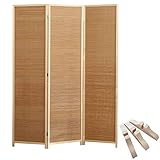 Raumteiler Sichtschutz Trennwand Stellwand Raumteiler Zusammenklappbar Asiatischer Stil Wohnzimmer Privatsphäre Akzente - Holzrahmen & Bamboo Woven Panel, Freistehend Raumtrenner Für Innenräume Mit So