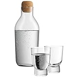 WMF Taverno Karaffen Set 3-teilig Wasserkaraffe mit Gläser, Glaskaraffe mit Korkendeckel