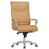 AMSTYLE Bürostuhl BIGBOSS Bezug Kunstleder Caramel Schreibtischstuhl bis 150 kg | XXL Design Chefsessel höhenverstellbar | Drehstuhl ergonomisch mit Armlehnen & hoher Rückenlehne | Wippfunktion