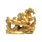 TREE MAISON CORONATING HOMES Zwei goldene laufende Pferde, goldene Pferdestatue für Vastu, Siegerpferde für Feng Shui und Vastu (Golden)