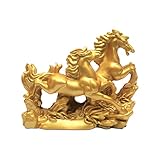 TREE MAISON CORONATING HOMES Zwei goldene laufende Pferde, goldene Pferdestatue für Vastu, Siegerpferde für Feng Shui und Vastu (Golden)