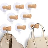 HOURUNTAIL 8 Stück Klebehaken aus Holz für Hüte,Natürliche Holz Wandhaken, Moderne Dekorative Handgefertigte Kleiderhaken aus Eiche, Minimalistische Mehrzweck Huthaken, Vintage Garderobe Jackenhalter