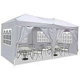 Faltpavillon Wasserdicht Gartenpavillon, 3 x 6m Partyzelt Pavillon Festzelt mit 4 Seitenteilen für Garten/Party/Hochzeit/Picknick/Markt- Tragetasche inklusive