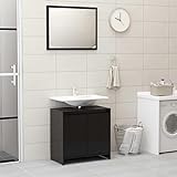 KRHINO WC-Schminktisch, Schwarz glänzend, mit 2 Türen und großem Fach, vielseitig verwendbar, für Badezimmer