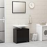 KRHINO WC-Schminktisch, Schwarz glänzend, mit 2 Türen und großem Fach, vielseitig verwendbar, für Badezimmer