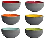 Spring & Autumn 6 teiliges farbiges Schüssel Set aus Keramik für Müslischale Snackschale Dipschalen Suppe Frühstück 360 ml