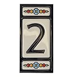 Hausnummern-Fliesen, spanisch, handbemalt, Keramik, 11 x 5,5 cm oder 5,5 x 11 cm, Schwarz