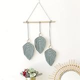 RAILONCH Boho Makramee Wandbehang, Wandteppich Handmade Woven Blatt Quasten Tapisserie Tapestry für Zimmer Hochzeitsfeier (Blau)