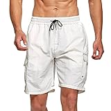 Badeshorts Herren Jogginghose Herren Breit Jogginghose Herren Baumwolle Cargohose Herren Kurz 3/4 Leinenhose Herren 3/4 Jogginghose Herren Kurz Wanderhose Herren Kurz Kurze Hosen Herren Stretch