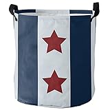 Spielzeugkorb Streifen-Unabhängigkeitstag-Stern Usa-Flagge Blau Weiß Wäschesammler Wasserdicht Wäschesack Verdickter Laundry Hamper Für Spielzeug Bad Waschküche,40X50Cm