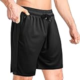 Sporthose Herren Kurz Baumwolle Sport Shorts Kurze Hosen Trainingshose Jogginghose Slim Fit Mit Taschen(Black,XXL)