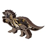 Jeanoko Rustikales Tierornament, leicht, Exquisite Verarbeitung, Keine Demontage, mehrschichtiges rustikales Waldtierornament, mechanisch geschnitzt für Arbeiten im Freien(Gehörnte Dinosaurier-Lampe)