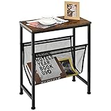 COSTWAY 2 stufiger Beistelltisch, Couchtisch Nachttisch mit Zeitschriftenhalter, Kaffeetisch Holz, Sofatisch mit Stahlbeine Industrie Stil, Bett-Beistelltisch Wohnzimmer Schlafzimmer Büro (Modell 2)