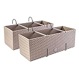 2X Blumenkasten Blumentopf Rattan-Optik mit Halterungen Pflanztopf Balkonkasten Pflanzkästen, Mocca