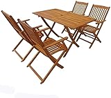 Klapptisch Gartentische Esstisch Massives Akazienholz Outdoor Dining Set 5-teiliger Gartenklapptisch Stuhl