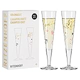 Ritzenhoff 6031004 Champagnerglas 200 ml – Serie Goldnacht Duett F23 – 2x Designerstück mit Echt-Gold – Made in Germany