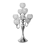 Kerzenhalter für Tisch Kerzenhalter aus Metall Luxus Hochzeitsbankett Kerzenständer Romantisches Herzstück 7-Armiger Kandelaber für Tisch Teelicht (Farbe : Gold) (Silber) Kerzenständer