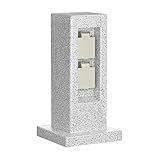 ledscom.de Garten Steckdosensäule POCK für außen, IP44, 2-fach, grau (Stein-Optik), eckig, 30 cm