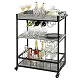 BybAgs Shelfe Modern Design 3 Tiers Küchenwagen Serviert Trolley Mit Weinregal Metall Rolling Utility Cart/a/3-Tier