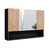 Vicco Spiegelschrank Badspiegel Wandspiegel Irma 80 cm modern Badezimmer Spiegel Badezimmerschrank Badezimmermöbel Spiegeltür Schranktür Hängeschrank Einlegeboden Regal Ablage (Anthrazit-Eiche)