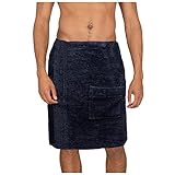 Sauna Frottee Kilt Sarong M-XXL Herren von JEMIDI 100% Baumwolle Saunakilt Saunasarong Saunatuch (Herren Dunkelblau)