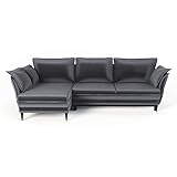 Siblo Ecksofa mit Schlaffunktion Vivienne Kollektion - Große Couch L Form 4 Personen - Schlafcouch mit Bettkassen - Klappsofa mit Bettkasten Sofa 4-Sitzer - 265x183x95 cm - Grau - Linke Ecke