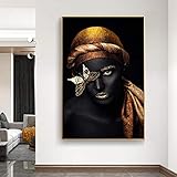 BIEMBI Fine The Nobility of African Woman Makeup Leinwandgemälde, Poster und Drucke, Wandkunst, Bild für Wohnzimmer, Heimdekoration, 70 x 100 cm, rahmenlos
