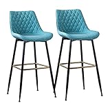 ARTSIM Barhocker, 2er-Set, Frühstücks- und Esszimmer-Barhocker, Barstühle mit Fester Höhe für Frühstücksbar, Theke, Küche und Zuhause, Sitz aus PU-Leder, Beine und Fußstütze aus schwarzem