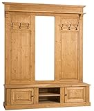 Casa Padrino Landhausstil Garderobe Naturfarben 180 x 41 x H. 210 cm - Massivholz Garderobenschrank mit Spiegel - Landhausstil Garderobenmöbel