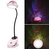 XunHe Klemmlampe Bett Kinder, USB Klemmbar Leselampe Bett Mit Sternprojektion, Dimmbar Augen Schützen Leselampe Klemme, 360° Verstellbar Kinder Nachttischlampe