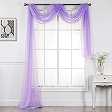 Interior Trends Mehrzweck-Schal, komplett gesäumt, durchsichtig, Voile, Fenster oder Veranstaltungen, Volant, Flieder, 1 Stück: 94 cm B x 548,6 cm L)