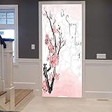 3D-Türposter Sakura-Blumenpflanze Selbstklebende Türsticker Tapeten Wandbilder Kunst Wandsticker Foto 35.43' X 78.74' / 90 X 200 Cm Pvc Abnehmbare Tür Dekoration Für Wohnzimmer Schlafzimmer Bad Küche