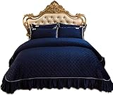 Kristall-Samt-Tagesdecke, 3-teiliges Bettwäsche-Set, Doppelbett, Queen-Size-Bett, weich, bequem, Kissenbezug, Bettbezug-Set, Violett, 250 x 250 + 48 x 74 x 2 cm