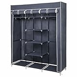 WIQUYBML Aufbewahrungsschrank, Schrank, Stoff-Leinen-Kleiderschrank mit Kleiderstange, Regale, Aufbewahrungsschrank, grau, Kleidungsaufbewahrung, Organizer für Schlafzimmer, Waschküche