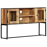 Makastle Retro-Stil TV-Lowboard TV Schrank Fernsehschrank Fernsehtisch mit 2 Türen und 2 offenen Fächern, Industrie-Stil Sideboard Seitenschrank Aufbewahrungschrank, Altholz Massiv 120x30x75 cm