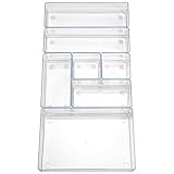 ALPOONS® - Schubladen Organizer (7 er transparent) mit Antirutsch Pads für einen extra stabilen Halt. Schminktisch Organizer für eine klare Übersicht. Schubladen Ordnungssystem Büro für Ordnung