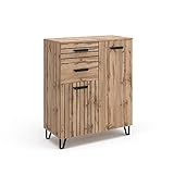 Vicco Kommode Mehrzweckschrank Universalschrank Amber Eiche 80x100 cm modern Wohnzimmer Schrank Flurschrank Schlafzimmerschrank Ablage Schrankschublade Schranktür Schrankfach Aufbewahrung