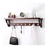 LOTIKS Wandhaken Wandgarderobe Wandhalterung Holz-Kleiderbügel For Aufhängen Mit Hutablage Wandregal Mit Haken Darunter For Den Eingangsbereich Schmutzfänger (Color : Brown, Size : 99 * 16.5 * 21cm)