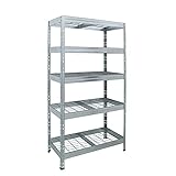 Outdoor-Weitspannregal 5 Gitterböden | 300 kg Boden Tragkraft | TÜV geprüft | HxBxT 1.800 x 900 x 450 mm | Lagerregal | Schwerlastregal | Metallregal