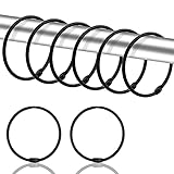 24 Stück Gardinenringe Vorhangringe, 50mm Rundringe Vorhang Clips Duschvorhang Metallklammern für Vorhänge und Gardinenstangen（schwarz）