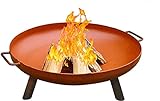 Hochwertige Cortenstahl runde Feuerstelle mit einem Durchmesser von 28 Zoll, Holzkohle brennende Terrasse und Hinterhof Outdoor Lagerfeuer